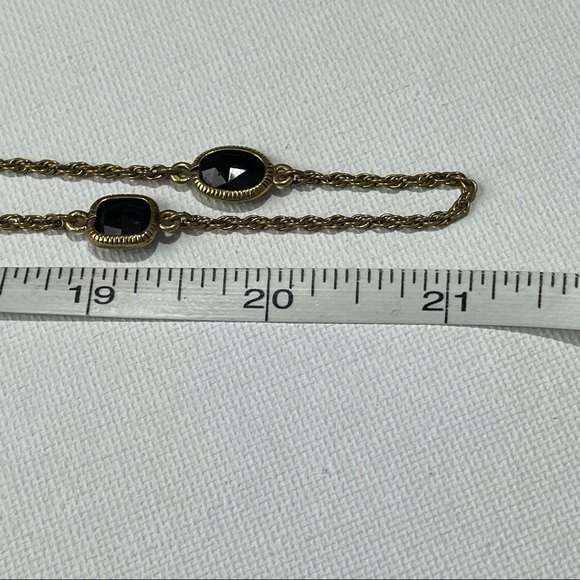 Monet Gold Tone Necklace with Black Fauceted Beads - Picture 4 of 7